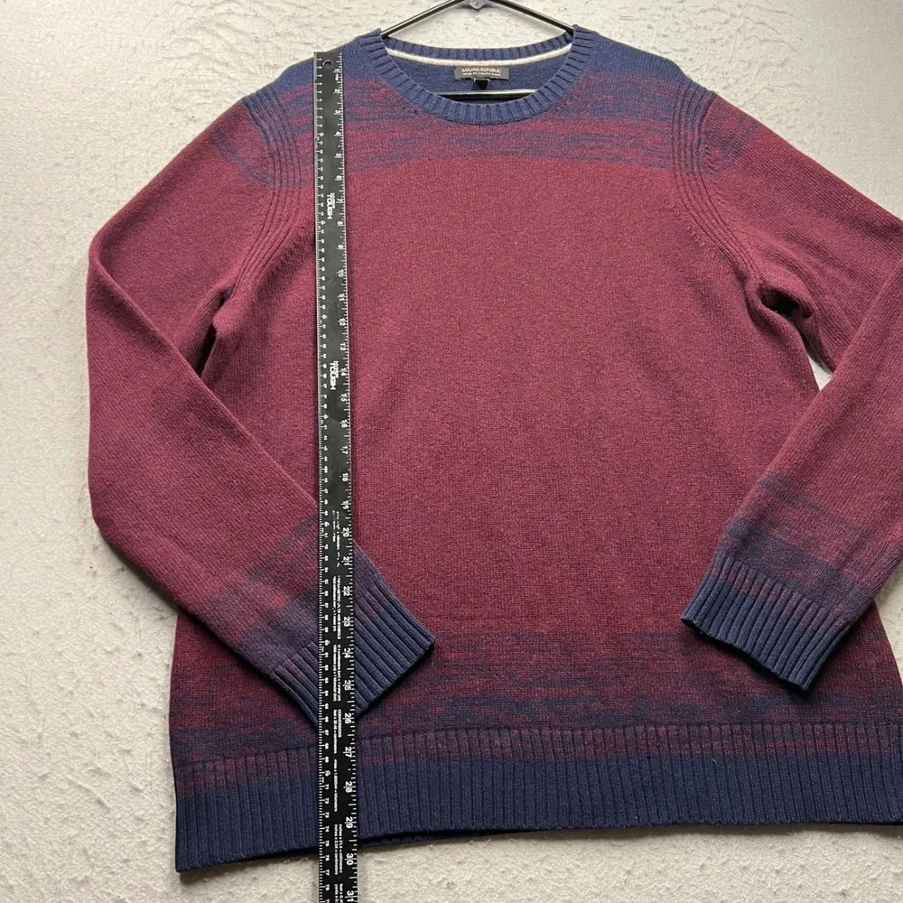 Banana Republic Mens XL Merino Wool Sweater Burgundy Navy Blue Italian Yarn 2523
